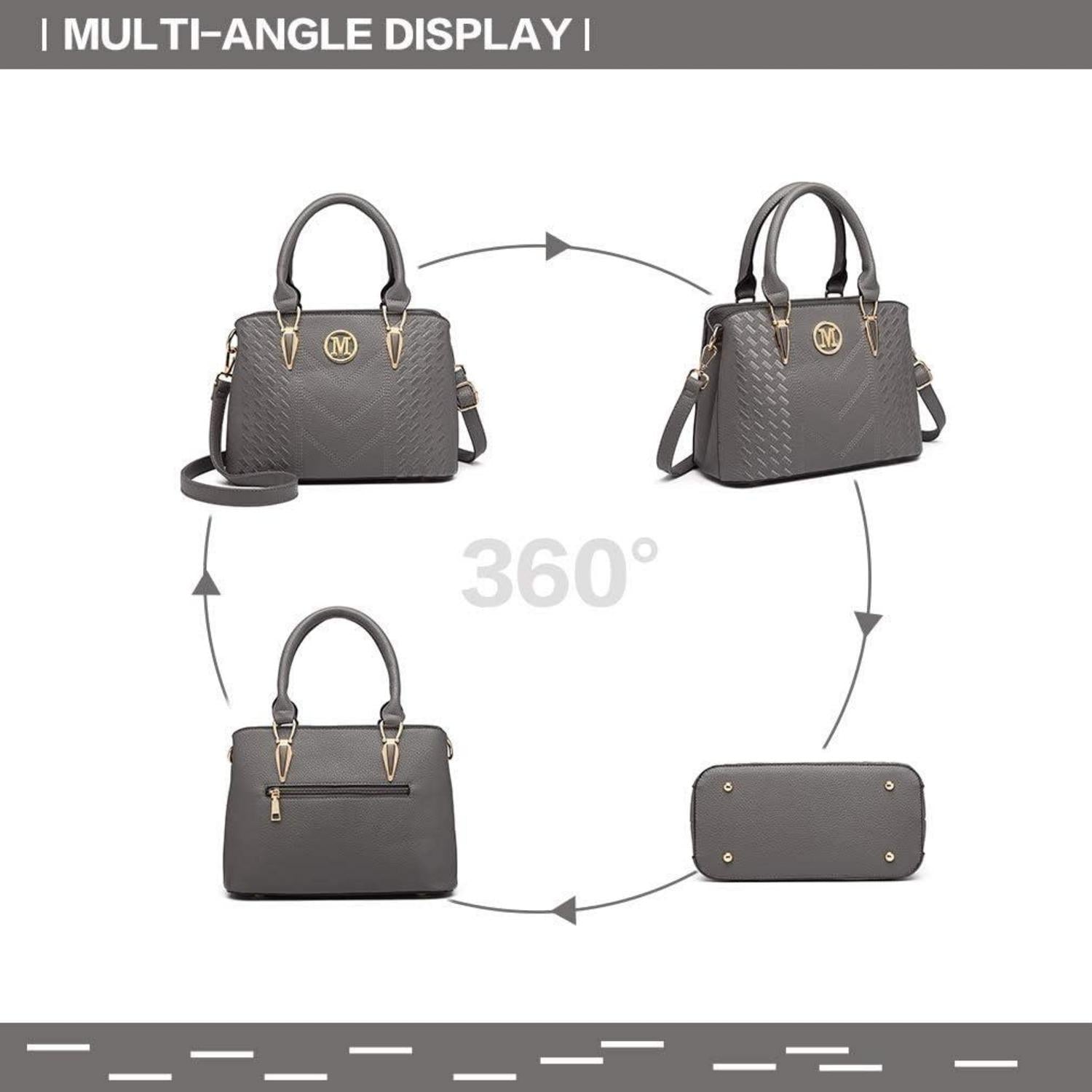 Elegante Miss Lulu Damen Handtasche Mittelgroß in Grau