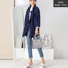 Miss Lulu Damen Handtasche Mittelgroß Lychee Muster Hellgrau