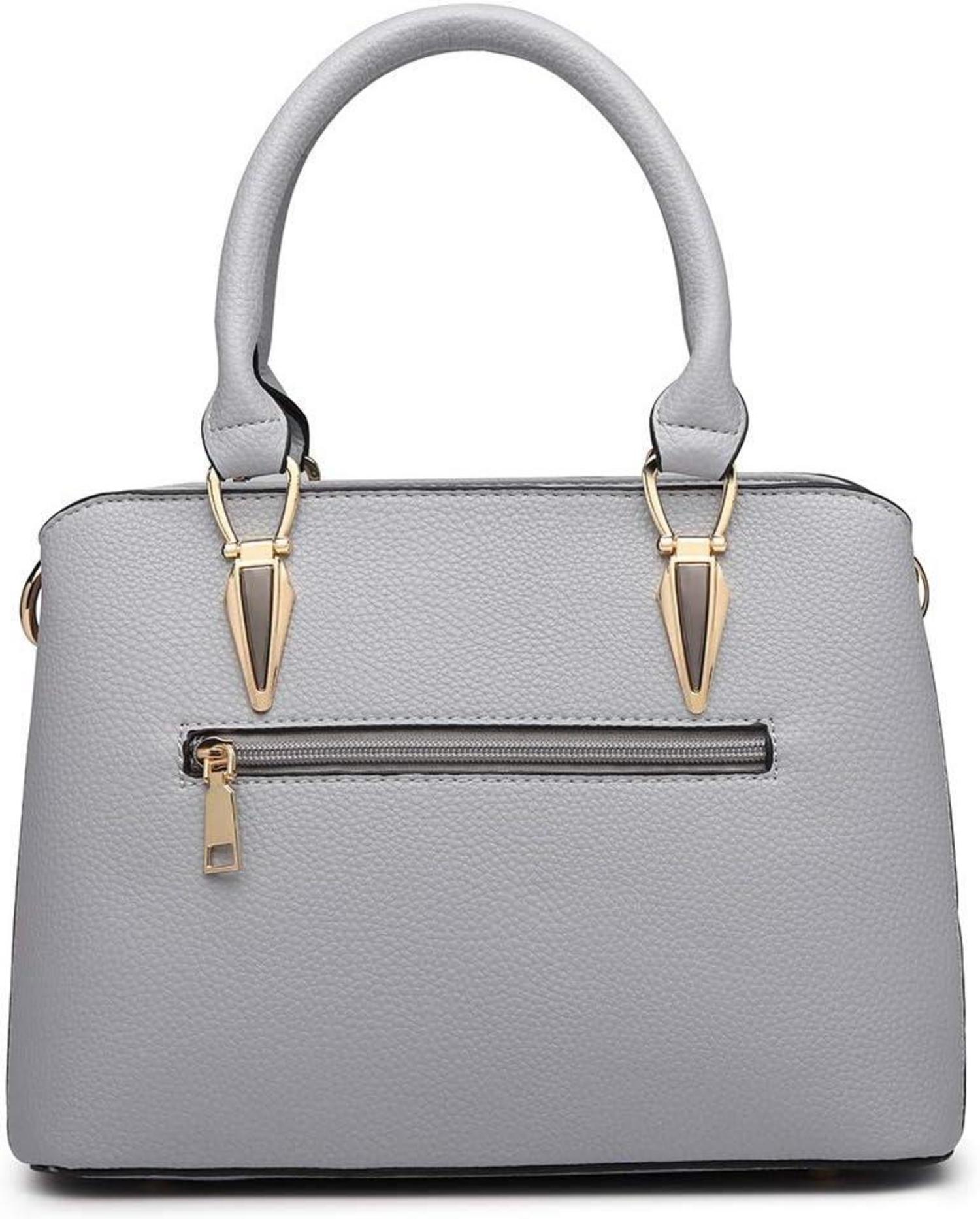 Damen Handtasche Mittelgroß Lychee Muster Schultertasche Hellgrau