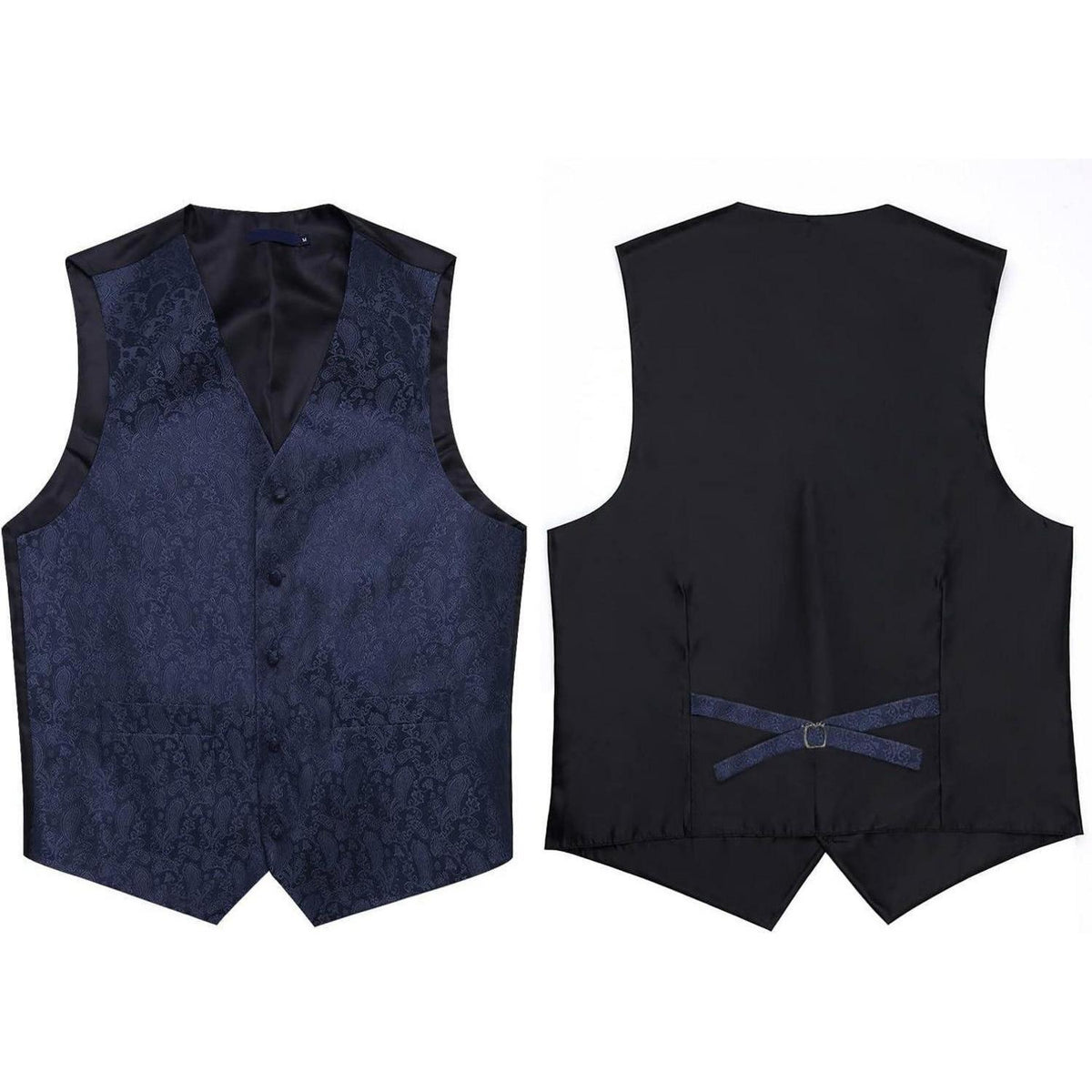 Herren Anzugweste mit Krawatte und Einstecktuch Paisley Marine 3XL