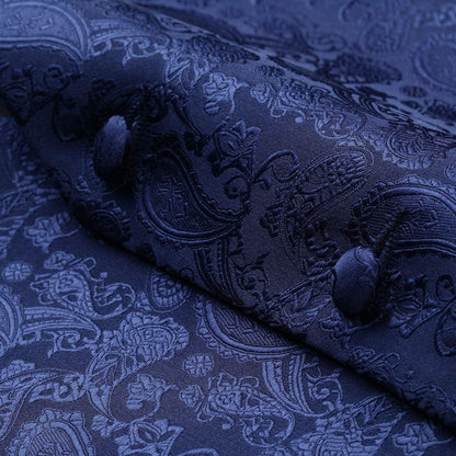 Herren Anzugweste mit Krawatte und Einstecktuch Paisley Marine 3XL