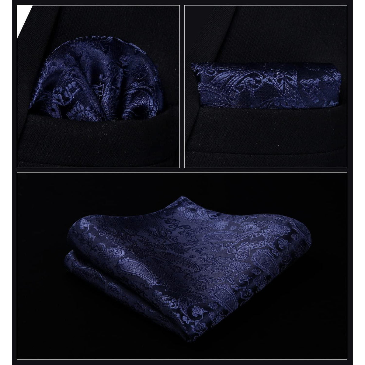Herren Anzugweste mit Krawatte und Einstecktuch Paisley Marine 3XL