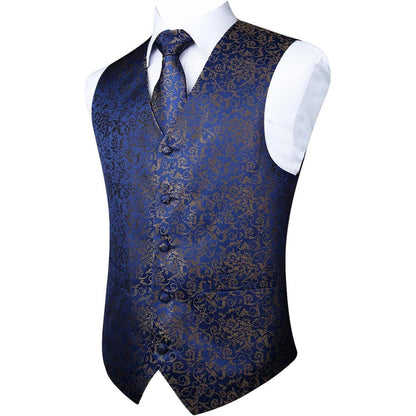 Herren Anzugweste mit Krawatte & Einstecktuch - Paisley Floral