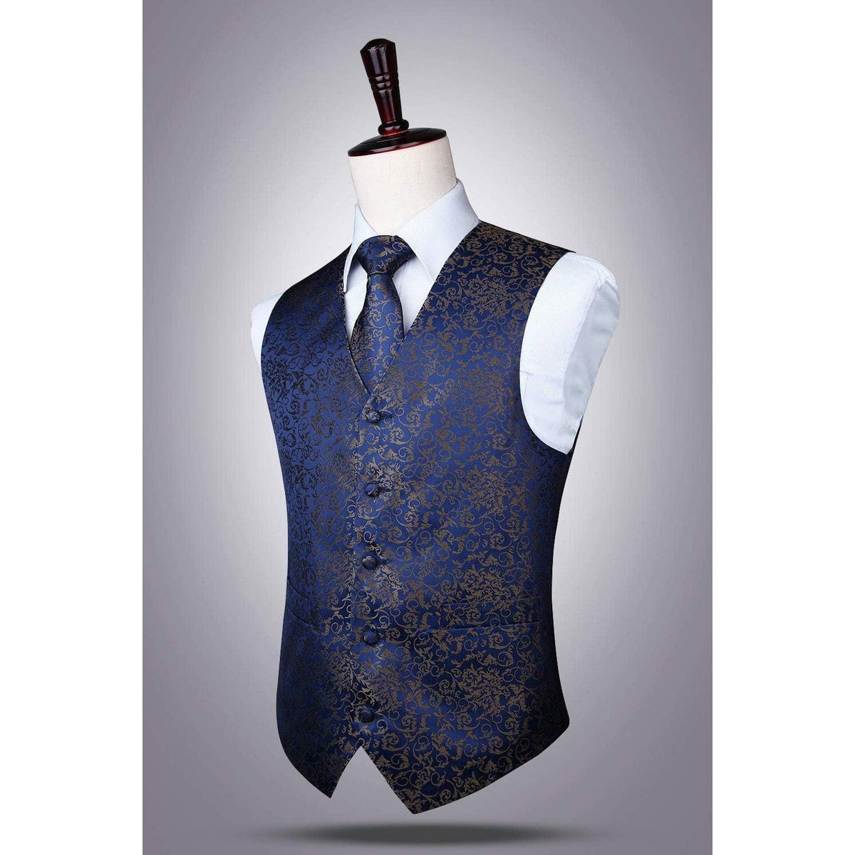 Herren Anzugweste mit Krawatte & Einstecktuch - Paisley Floral