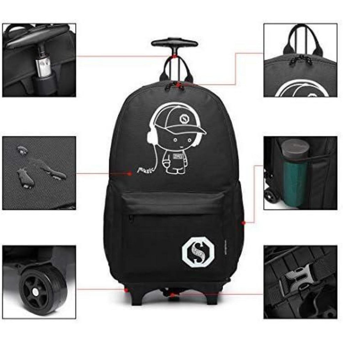 Kinderrucksack mit Rollen & Teleskopgriff, Handgepäckkonform