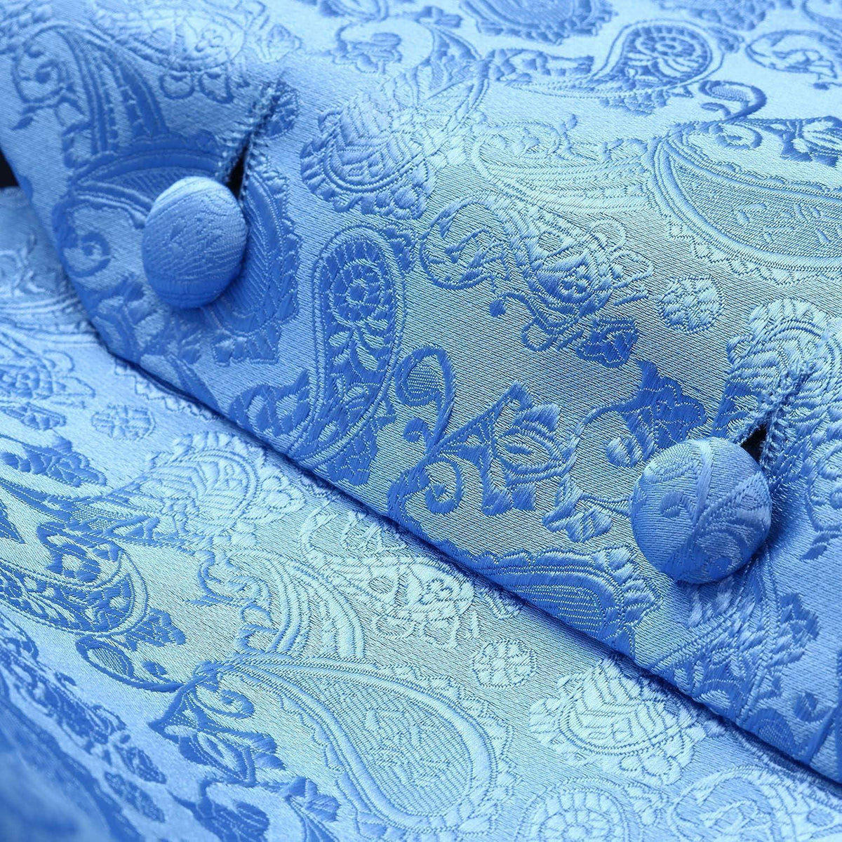 Herren Anzugweste Set Paisley Blau mit Krawatte & Einstecktuch