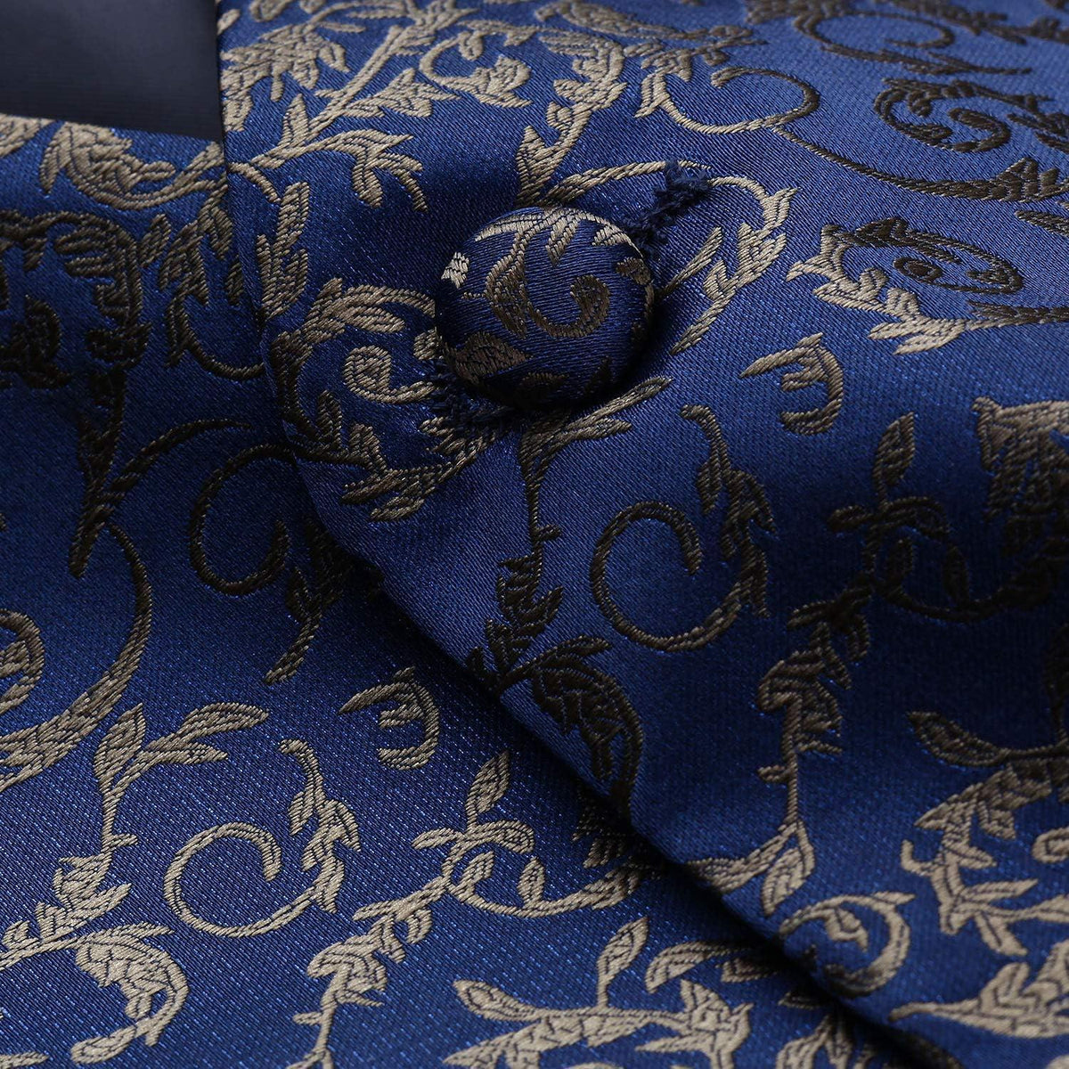 Herren Anzugweste mit Krawatte und Einstecktuch Paisley Marine