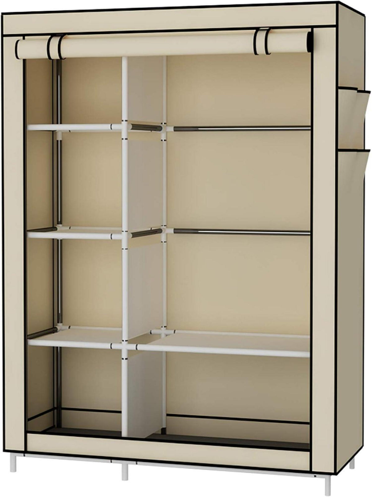 UDEAR Kleiderschrank Faltschrank Canvas Beige 105x45x170 cm