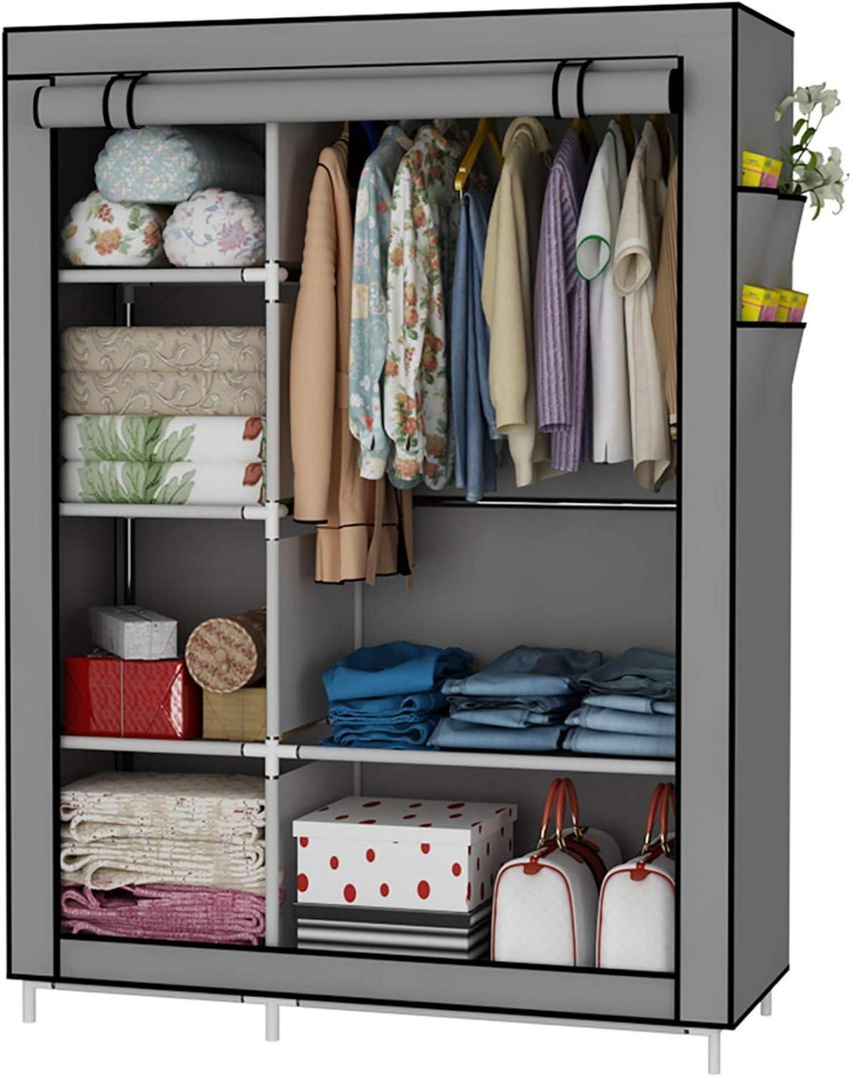 Kleiderschrank Faltschrank Wäscheschrank Canvas Grau 105x45x170 cm