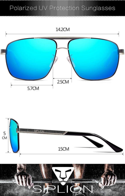 SIPLION Herren Sonnenbrille Polarisiert UV400 Metall Rahmen Schwarz