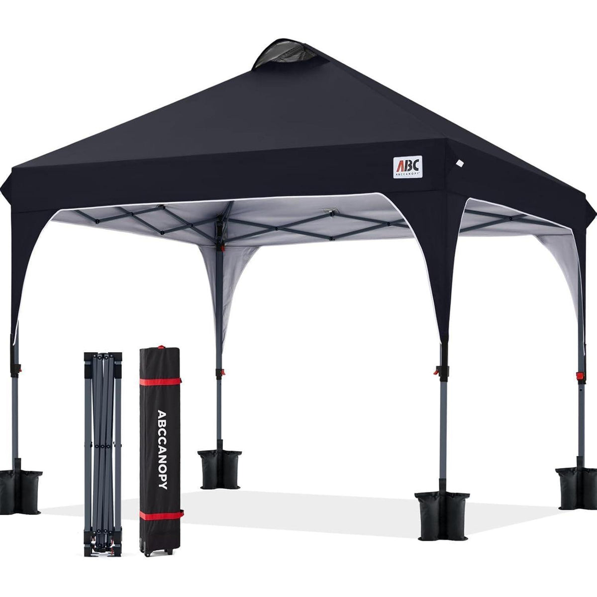 Pop-Up Pavillon 2,5x2,5m wasserdicht mit Roll-Tragetasche Schwarz