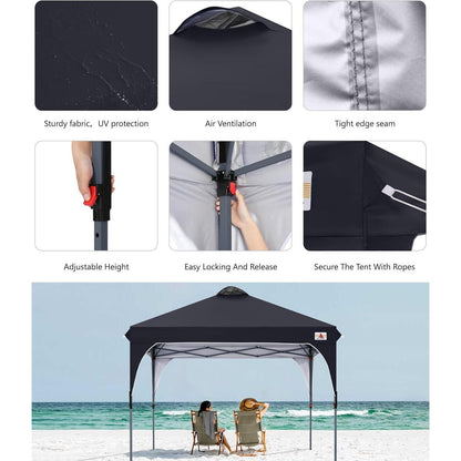 Pop-Up Pavillon 2,5x2,5m wasserdicht mit Roll-Tragetasche Schwarz