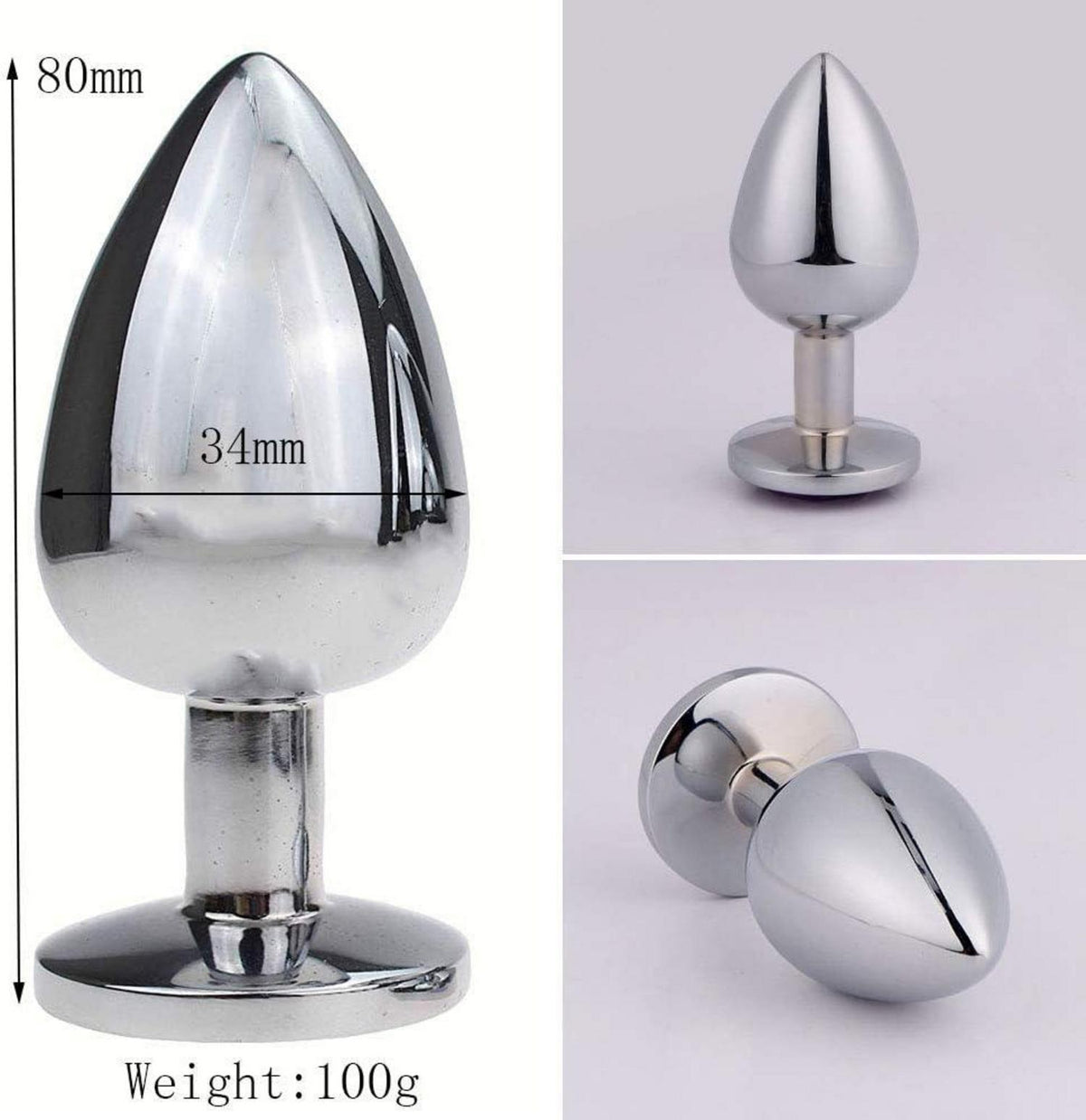 Metall Anal Butt Plug 34mm Medium Set Weiß Frauen Männer