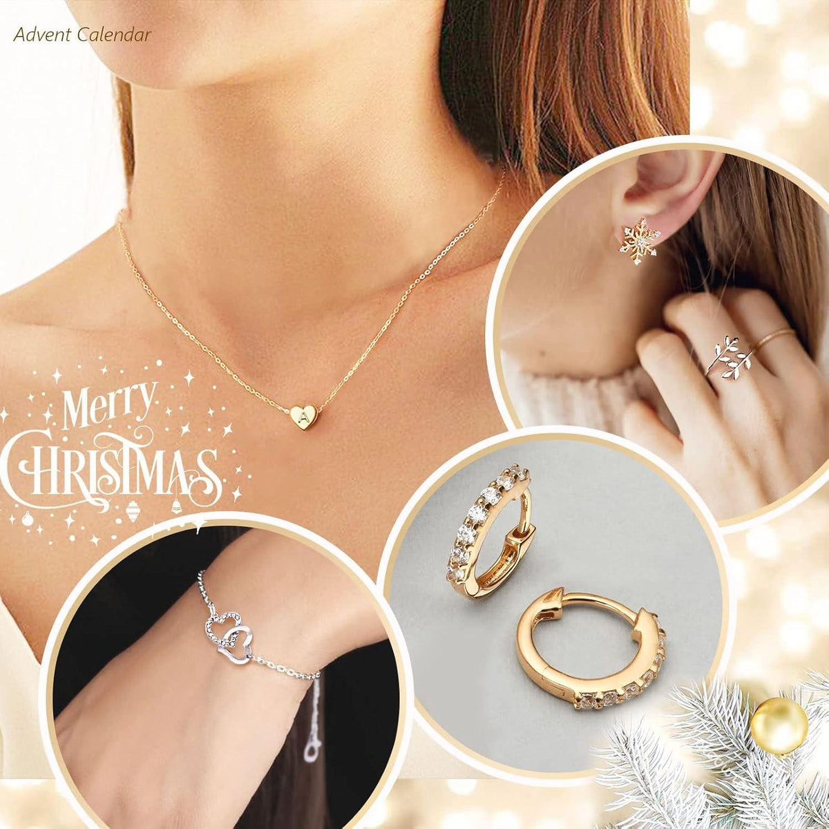 Adventskalender für Mädchen Damen 2024 mit 24 Schmuck Überraschungen Rosa