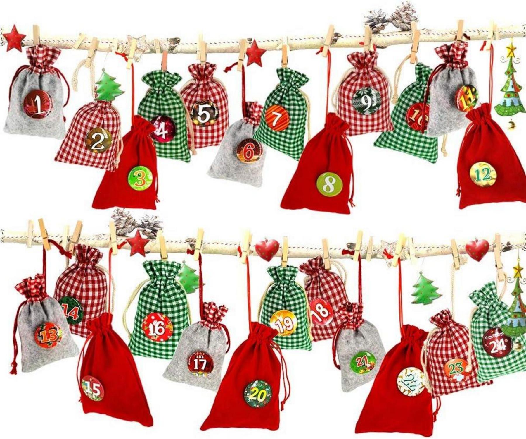 Adventskalender Stoffsäckchen zum Befüllen und Aufhängen
