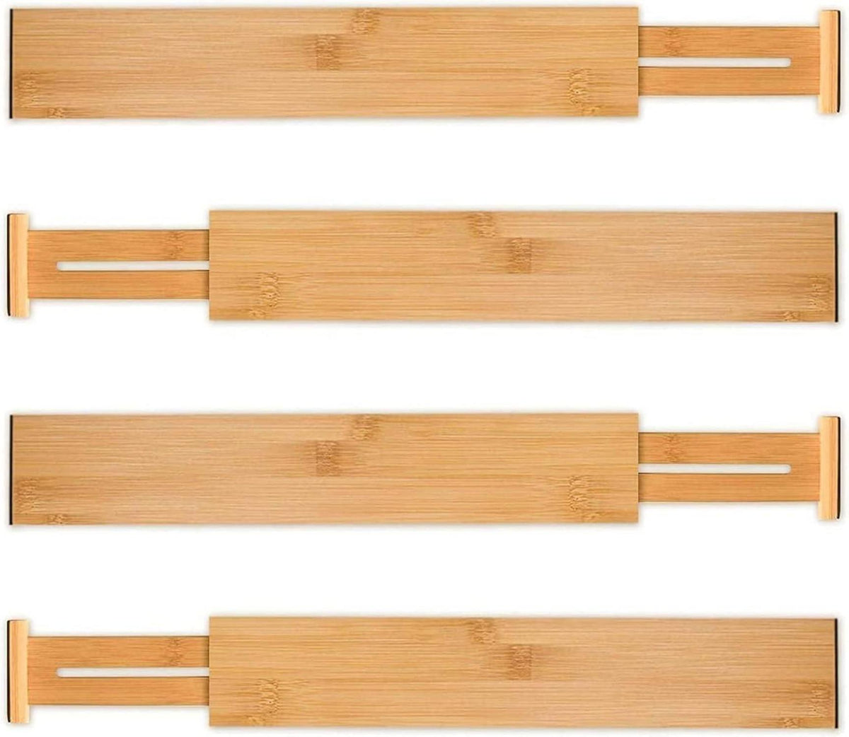 Verstellbare Schubladenorganizer Bambus 4er Pack Utoplike