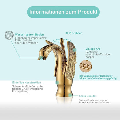 Goldener Waschtischarmatur mit Schwanen Design