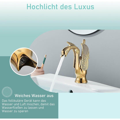 Goldener Waschtischarmatur mit Schwanen Design