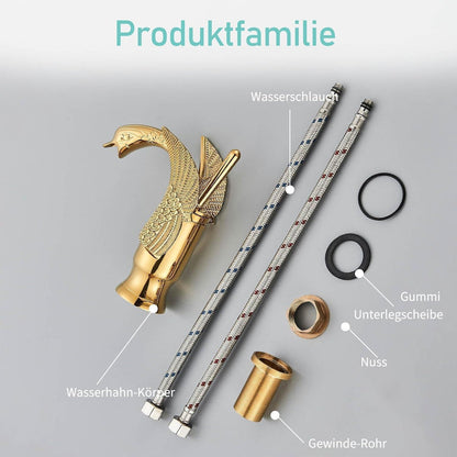 Goldener Waschtischarmatur mit Schwanen Design