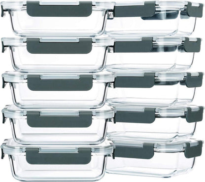 Glas-Frischhaltedosen Set 625 ml 10 Stück - FDA BPA frei