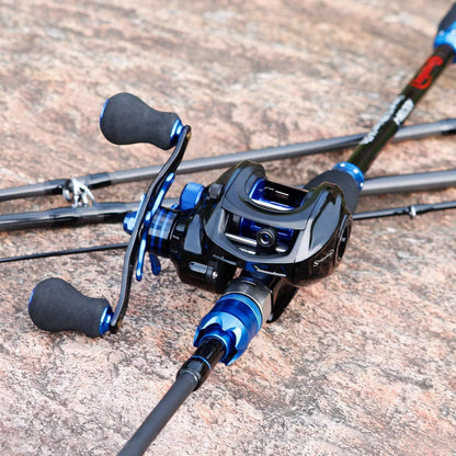 Angelrute Angelrolle Combo Sougayilang 24 Tonnen Baitcasting 7.0:1 2.1M