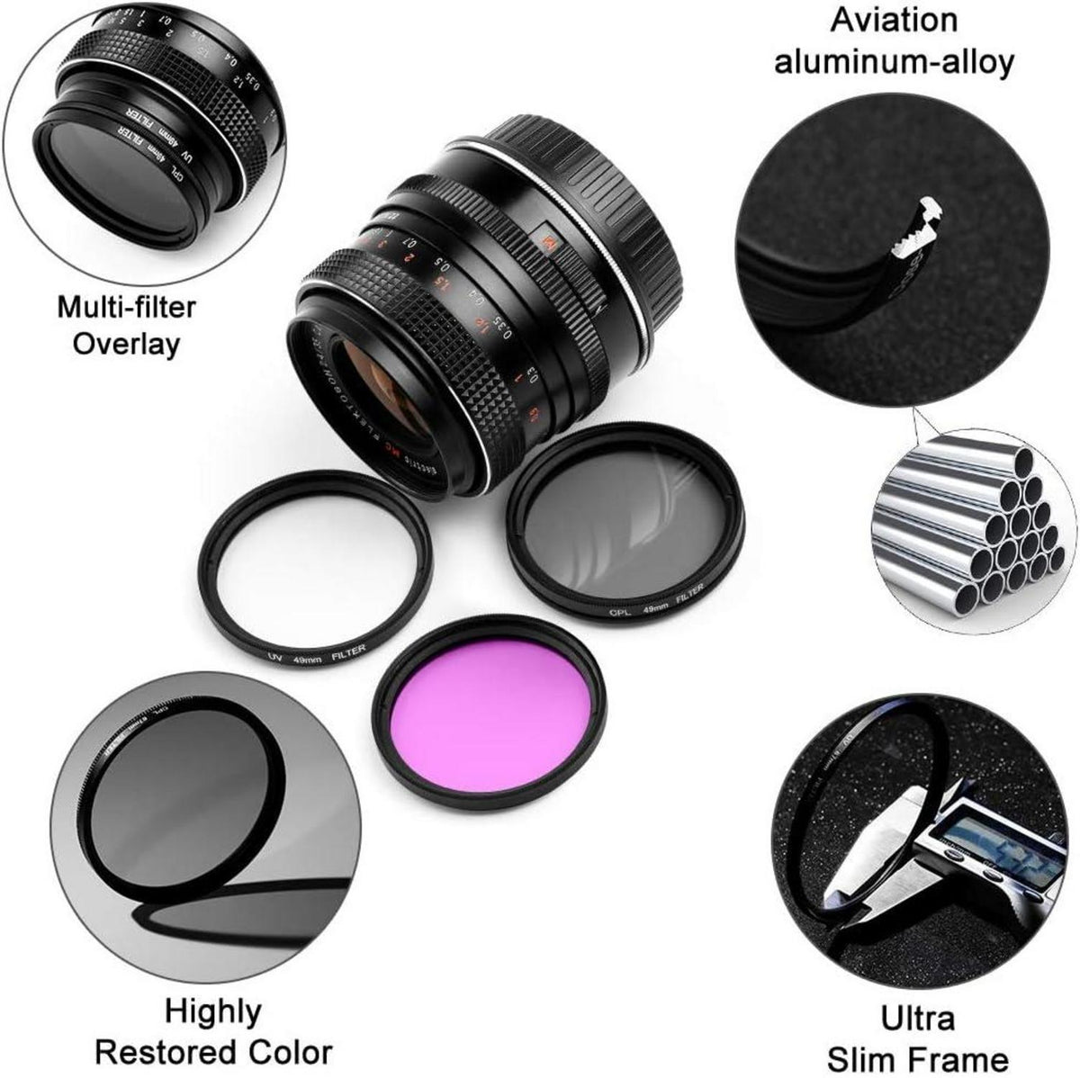 Hochwertiges 62mm UV CPL FLD Filter Kit mit