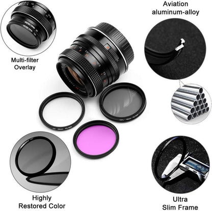 Hochwertiges 62mm UV CPL FLD Filter Kit mit