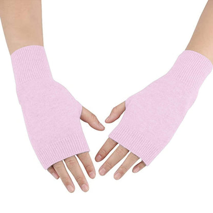 Damen Fingerlose Handschuhe Gestrickt Rosa
