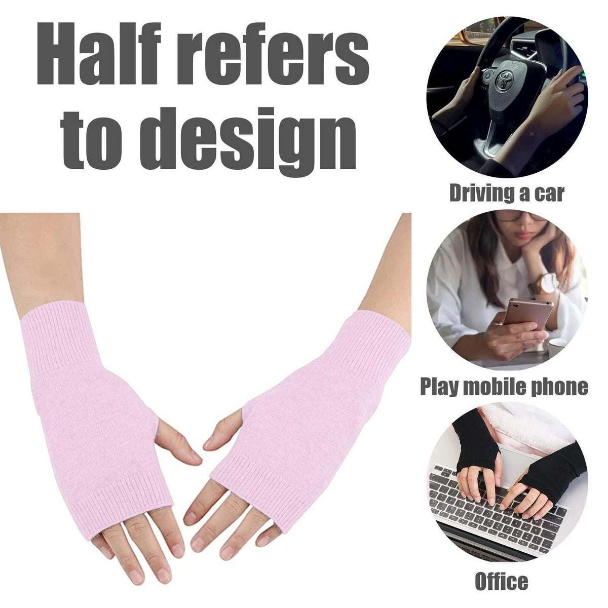 Damen Fingerlose Handschuhe Gestrickt Rosa