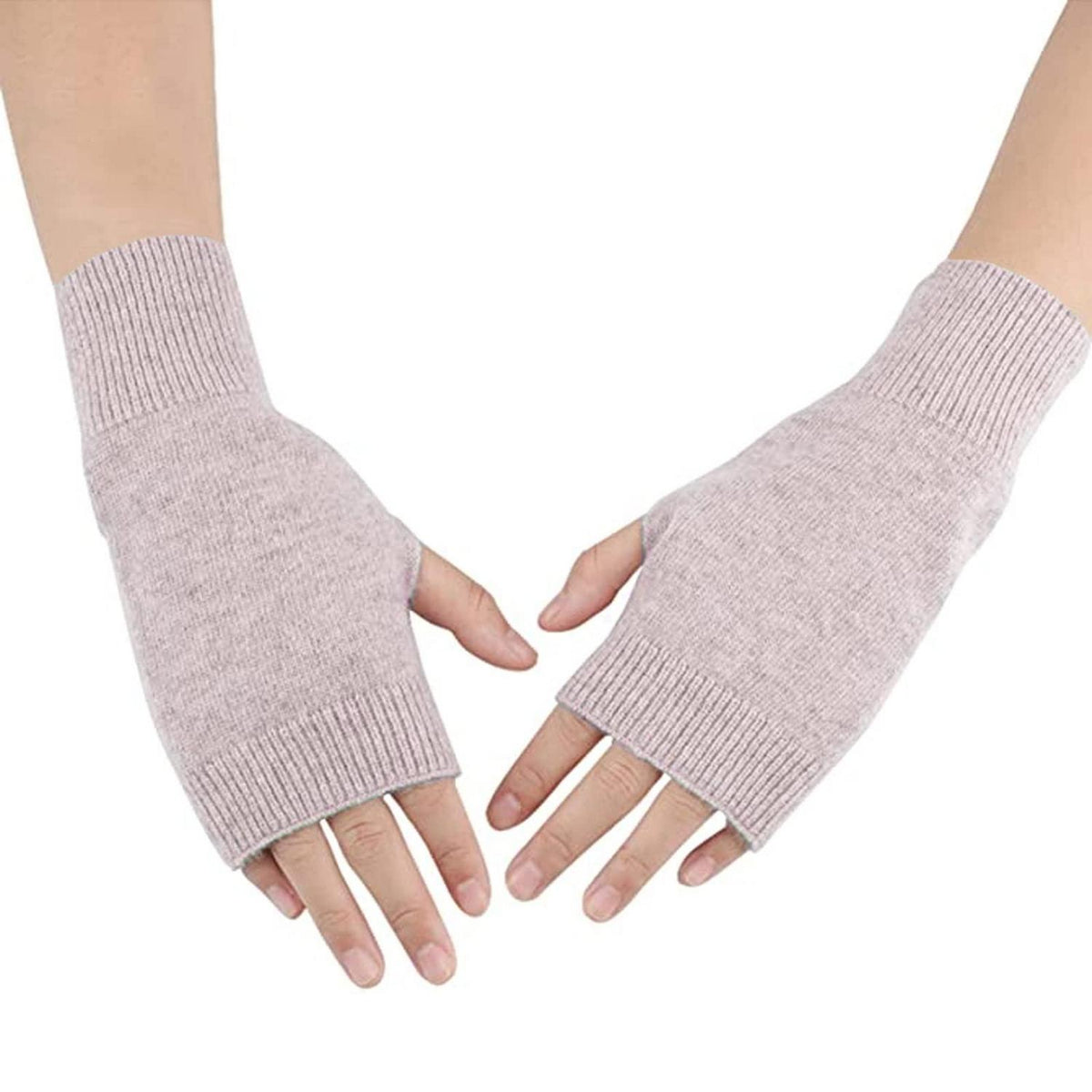 Damen Fingerlose Handschuhe Khaki Gestrickt Warm Kuschelweich