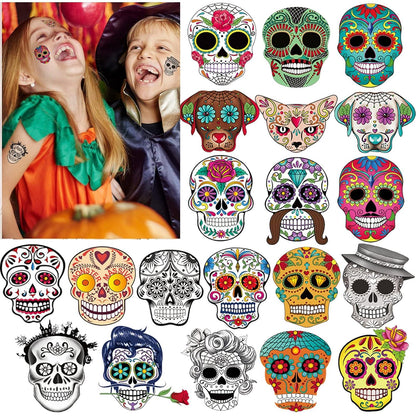 HOWAF Halloween Tag der Toten Temporäre Tattoos Set 100 Stück