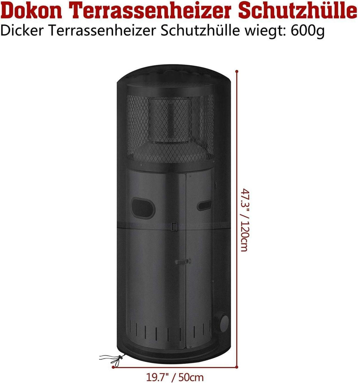 Wetterschutzhülle für Terrassenheizer 600D Oxford Schwarz 50x50x120cm