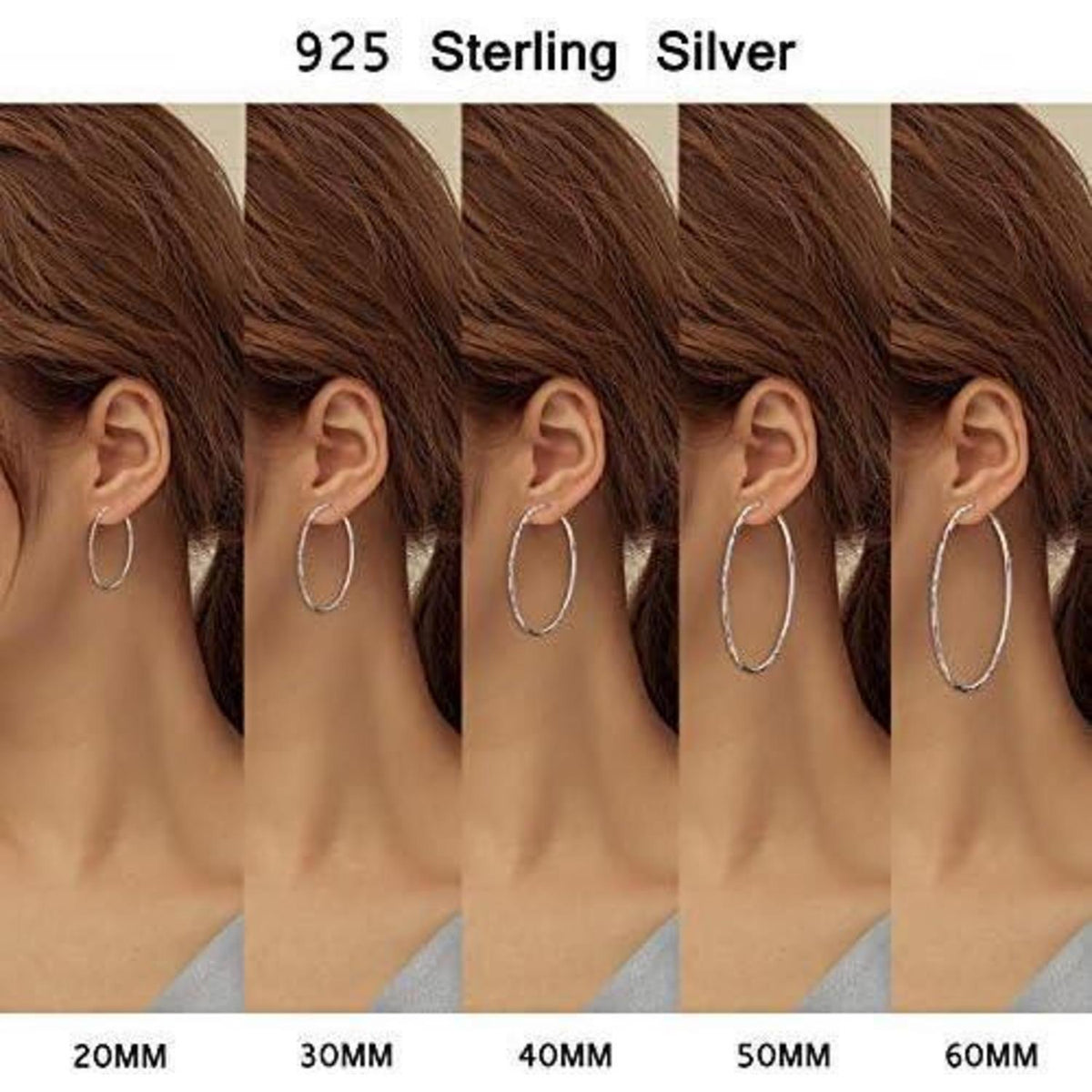 Creolen 925 Sterling Silber Kreis 20mm für Damen Mädchen