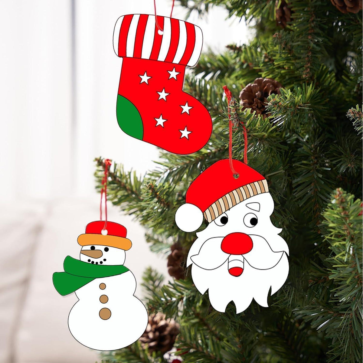 Regenbogen Kratz Weihnachtsschmuck Set – 72 Teile zum Basteln