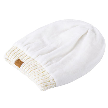 Strickmütze Oversized Zopfmuster für Damen und Herren Beige