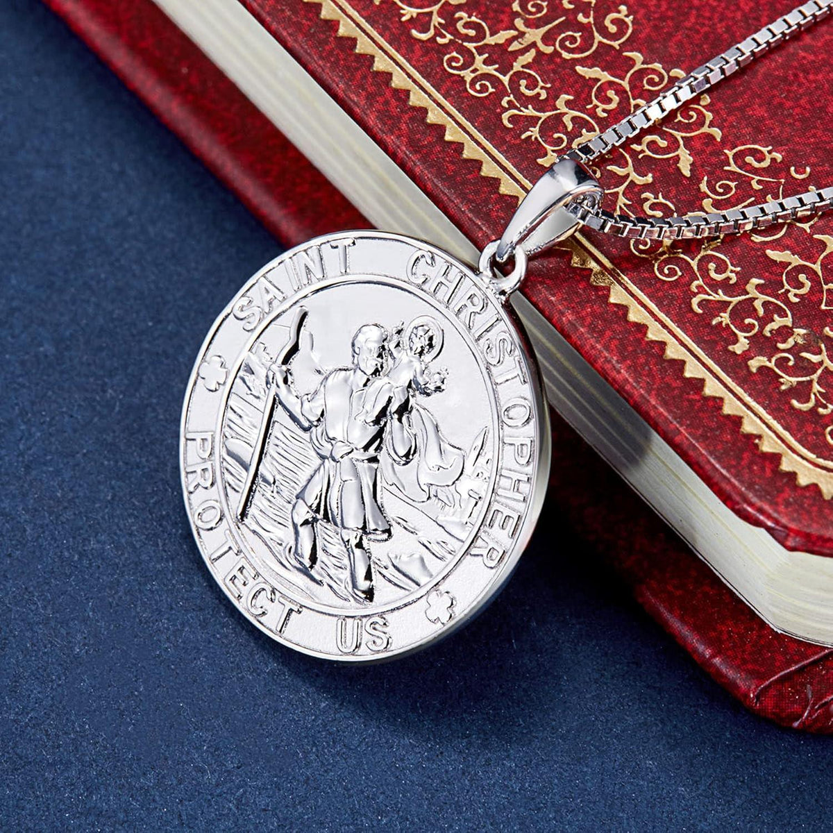 Heiliger Christophorus Kette 925 Sterling Silber Antiqued