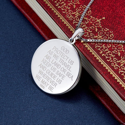 Heiliger Christophorus Schutzpatron Halskette 925 Silber Runde