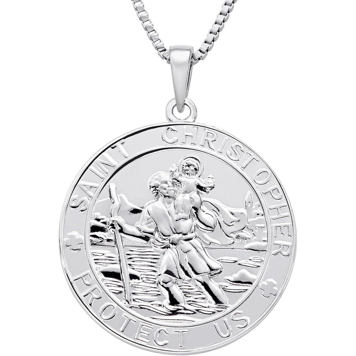 Heiliger Christophorus Kette 925 Sterling Silber, Schutz Talisman, 18 Zoll