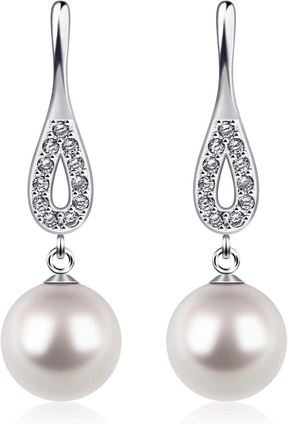 Perlen Ohrringe Silber 925 Perle CZ Diamant Ohrringe Damen 8mm