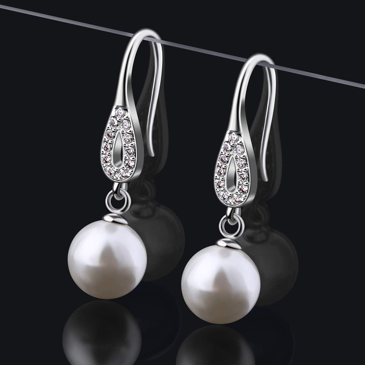 Perlen Ohrringe Silber 925 Perle CZ Diamant Ohrringe Damen 8mm