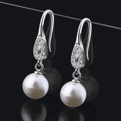 Perlen Ohrringe Silber 925 Perle CZ Diamant Ohrringe Damen 8mm