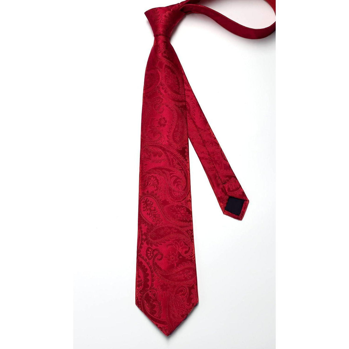 Krawatten-Set Paisley mit Einstecktuch für Herren – Rot