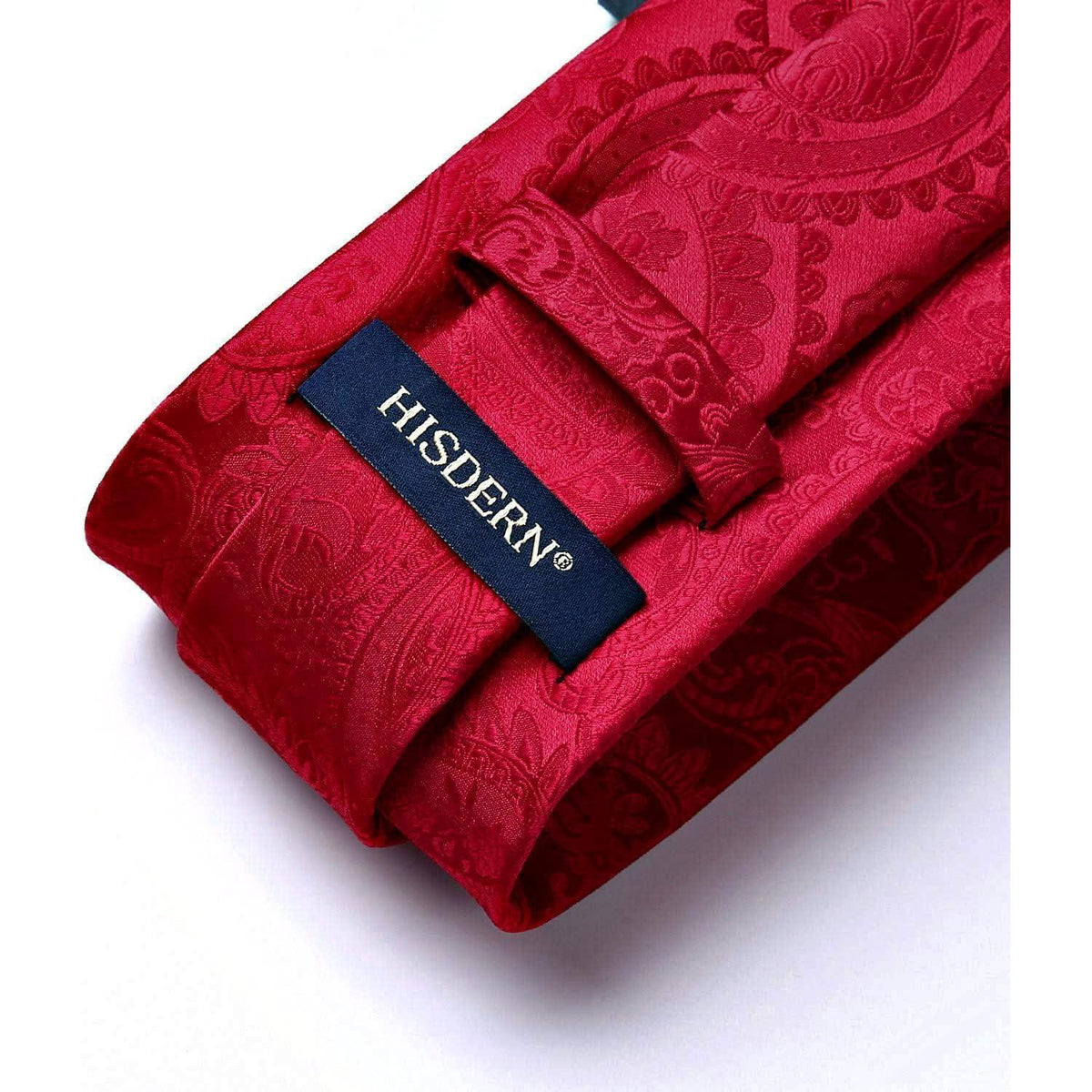 Krawatten-Set Paisley mit Einstecktuch für Herren – Rot