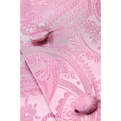 Herren Anzugweste Paisley mit Krawatte & Einstecktuch Rosa 3XL