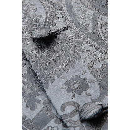 Herren Anzugweste mit Krawatte & Einstecktuch, Paisley Floral Grau