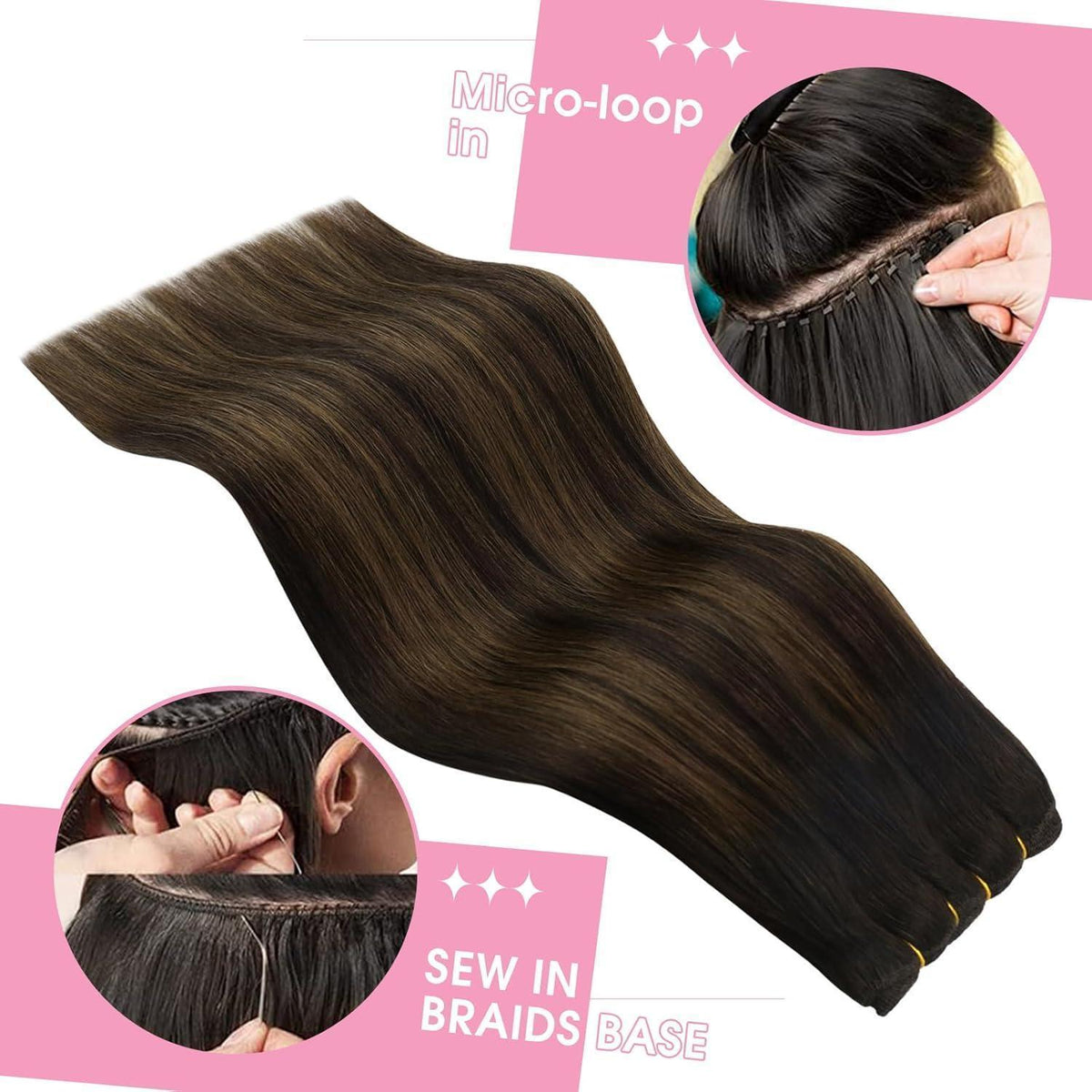 Braun Ombre Echthaar Tressen 35cm – Remy Weft Extensions