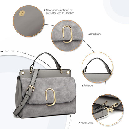Elegante Damen Schultertasche Kunstleder Grau