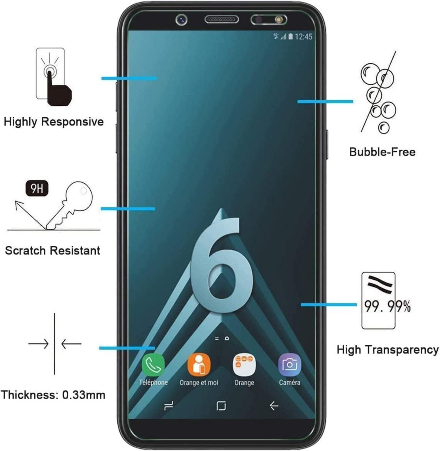Panzer Schutz Glas Samsung Galaxy A6 2 Stück 9H Härte 0.33mm