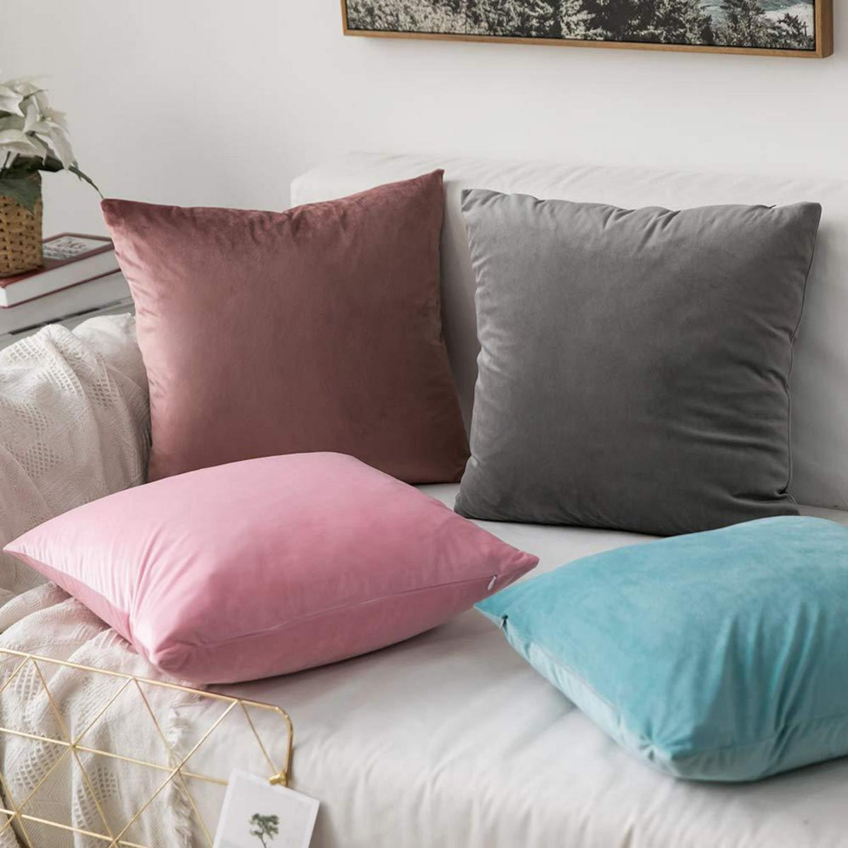 Samtkissenbezug Bordeaux 50x50 cm - 2er Set
