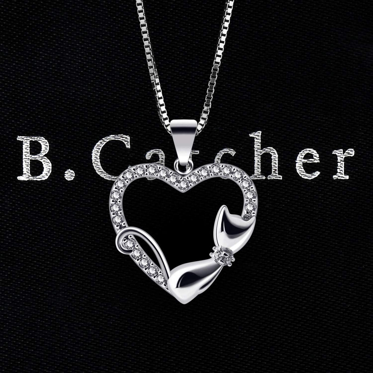 Damen Halskette Katze 925 Sterling Silber Weihnachtengeschenk 45CM